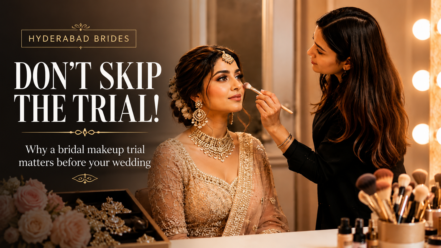 Hyderabad bride getting a bridal makeup trial before her wedding day